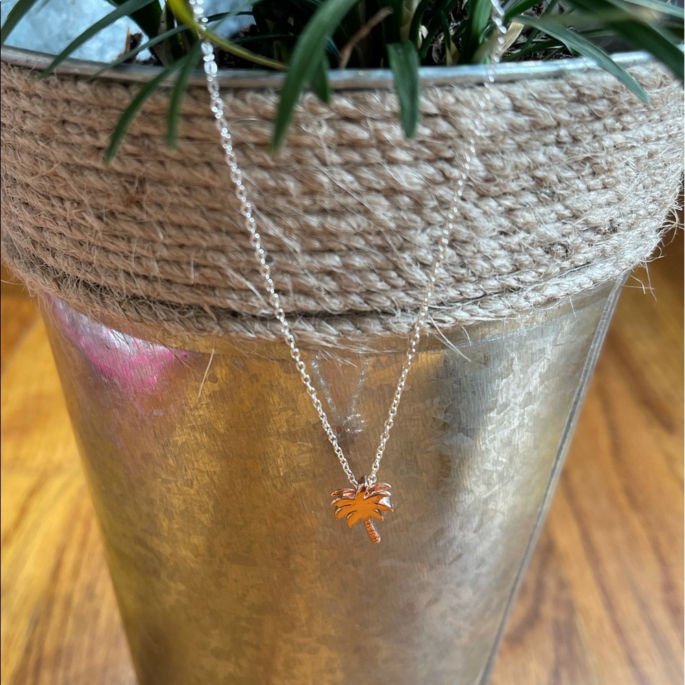 925 Mini palm tree rose gold and silver chain necklace